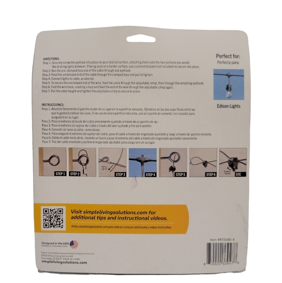 Simple Living Solutions: ProDec 40ft CableWire Patio Light Kit (815040-4) - NEW - Picture 4 of 5